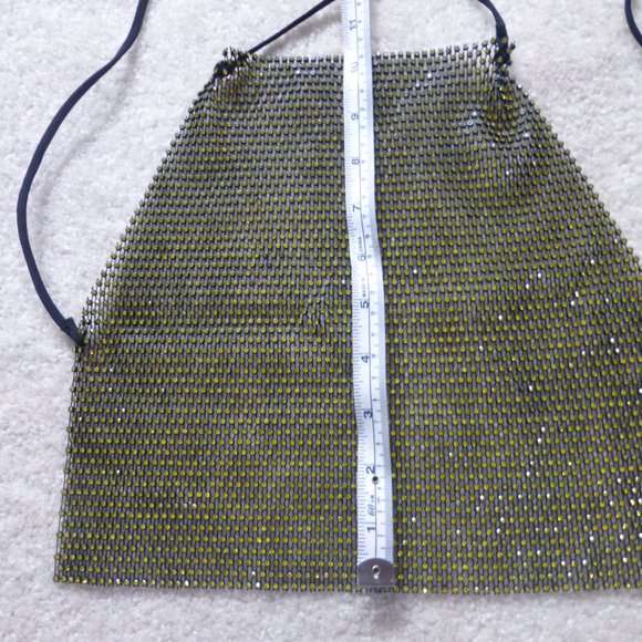 Yellow sparkly rhinestones backless halter crop top - festival ready! - Picture 9 of 10